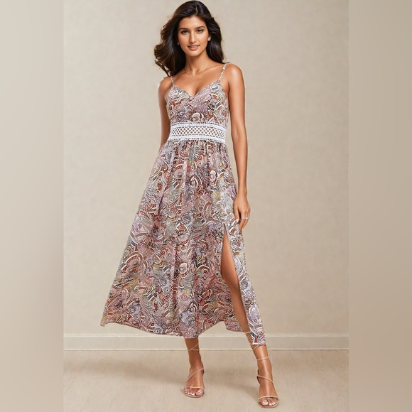 Boho Paisley Lace Insert Cami Dress - Picture 3 of 8